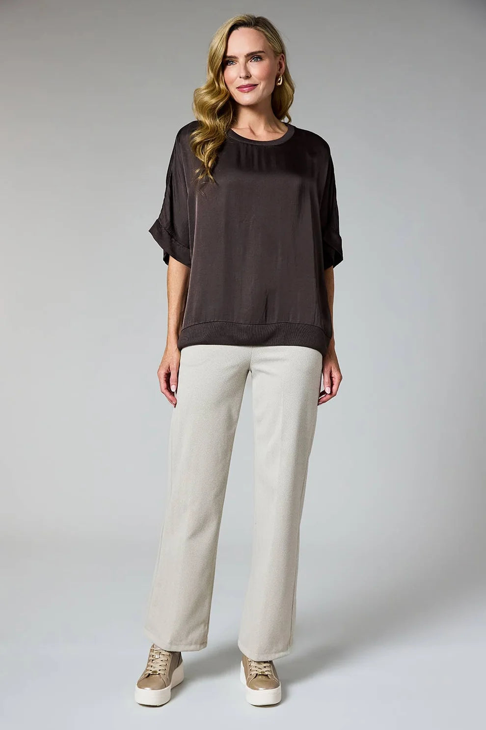 Herringbone Wide Leg Trousers