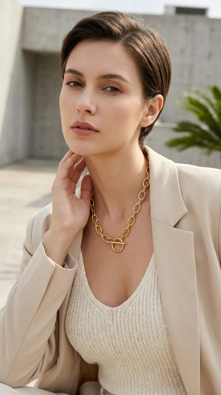 Short link T-bar necklace