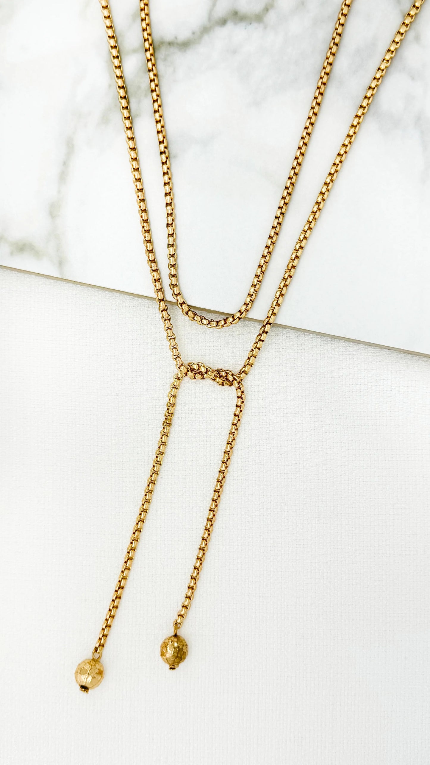 Long gold wrap around necklace