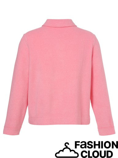 A pink long-sleeve sweatshirt with a mock neck collar, shown from the back on a white background with a 'FASHION CLOUD' watermark at the bottom right.