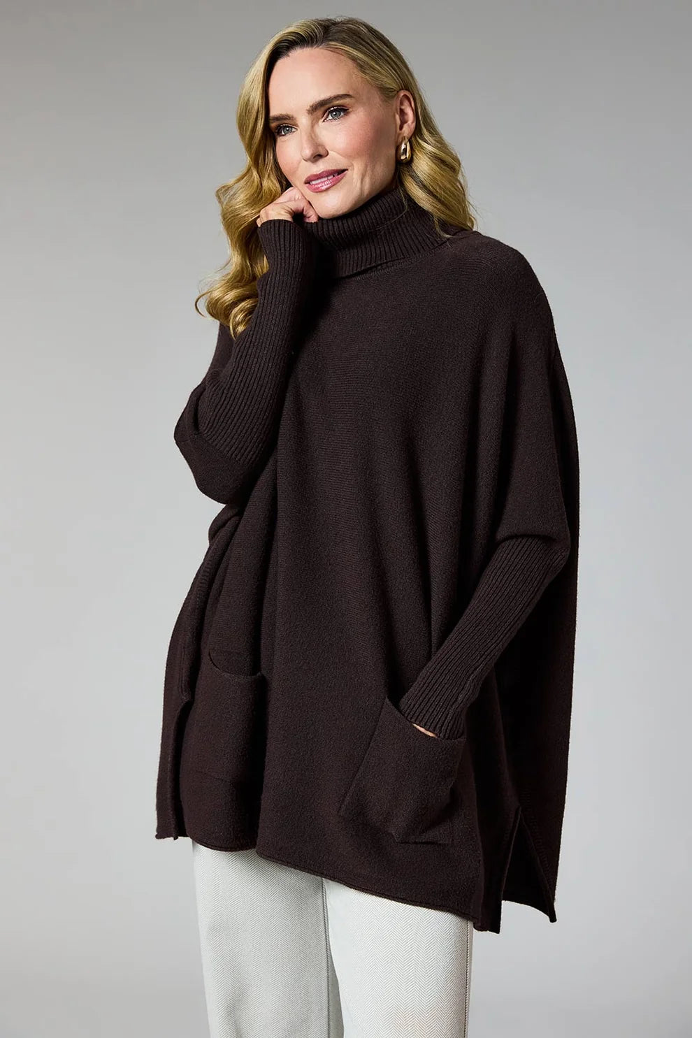 Roll Neck Knit With Back Button Detail