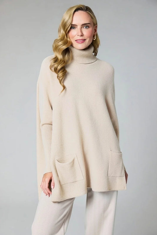 Roll Neck Knit With Back Button Detail